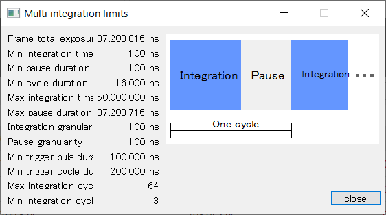 マルチインテグレーションモードの制限値画面